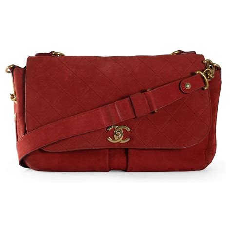 Chanel Red Suede Paris In Rome Messenger Bag 